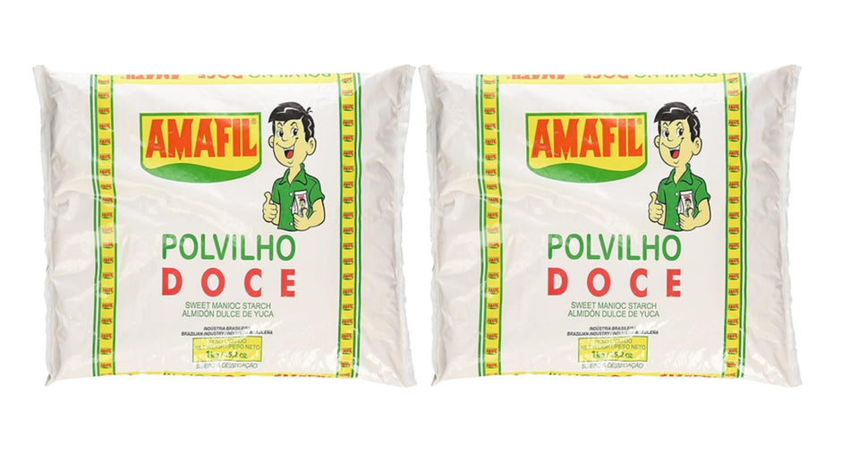 Amafil Polvilho Doce sweet manioc starch bag, gluten-free baking essential for Brazilian pastries.