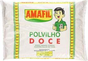 Amafil Polvilho Doce sweet manioc starch pack-two, versatile for breads and biscuits.