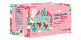 Amara Organic Smoothie Melts packaging for easy grab-and-go snack