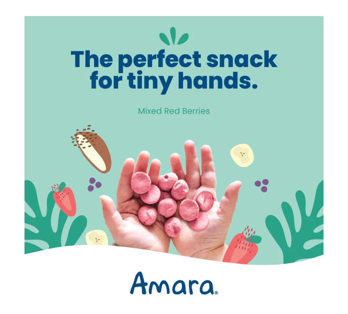 Amara Organic Smoothie Melts pouch closeup highlighting no added sugar