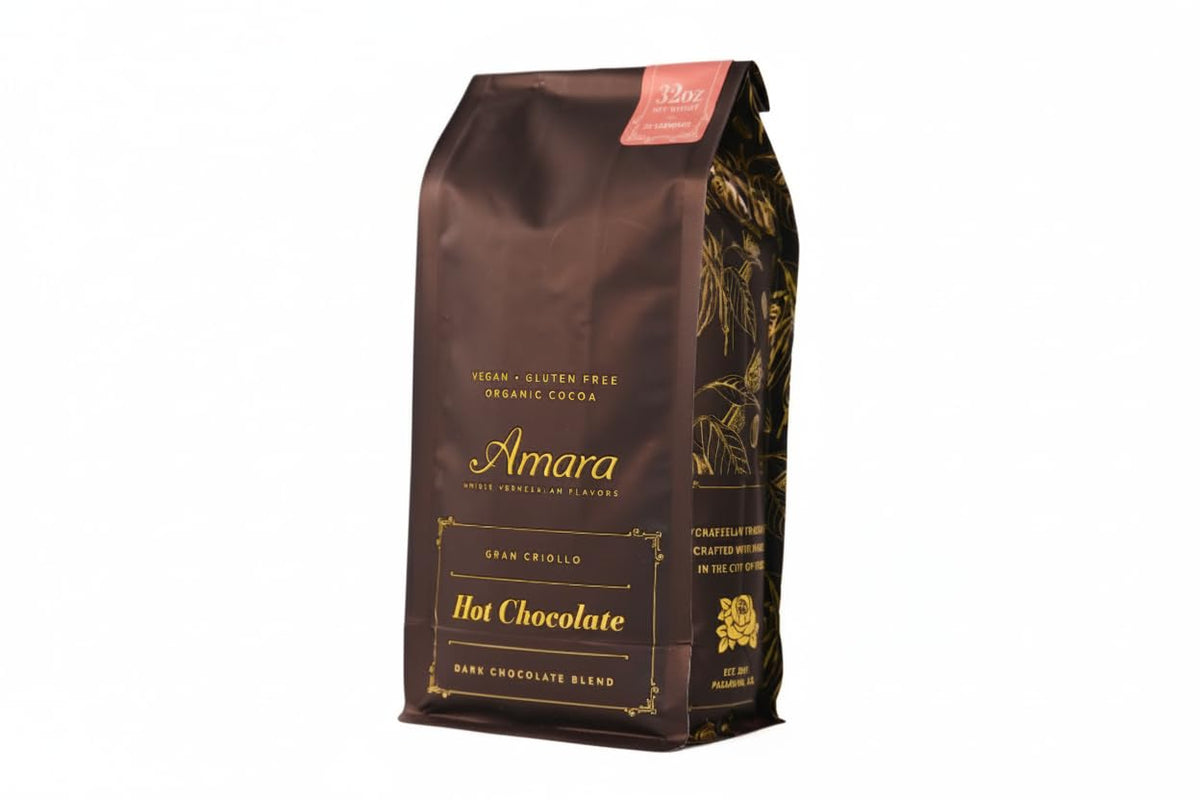 Amara Gran Criollo refill bag ready for easy hot chocolate.