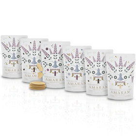 AMARAN Organic Amaranth Wafer Thins mixed 12-pack front view, light and crisp snack option.