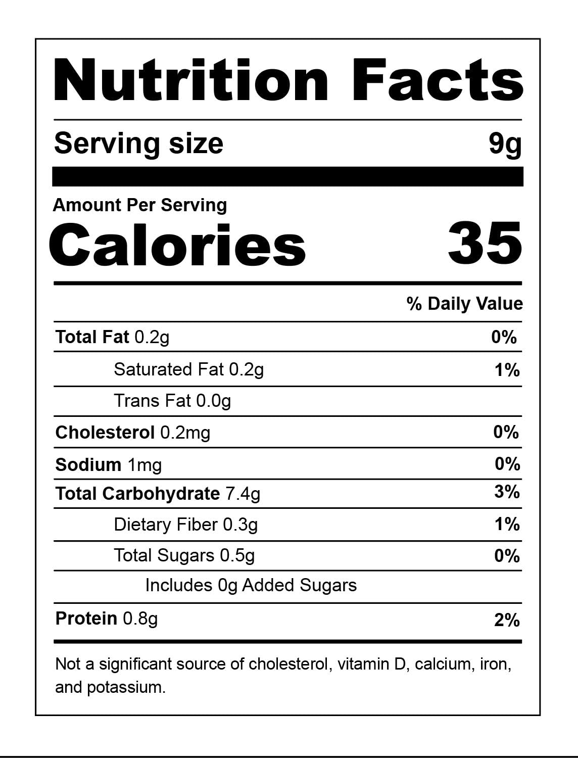 AMARAN Organic Amaranth Wafer Thins nutrition facts panel highlights 35 calories per serving.