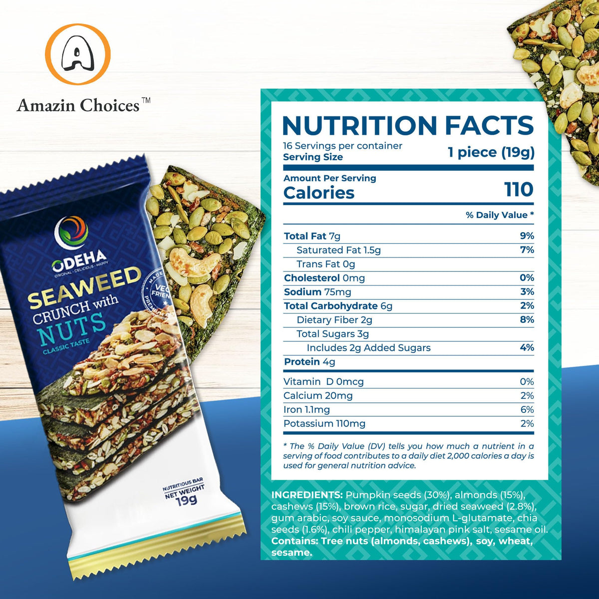 Individually wrapped Amazin Choices snack bars for easy portability