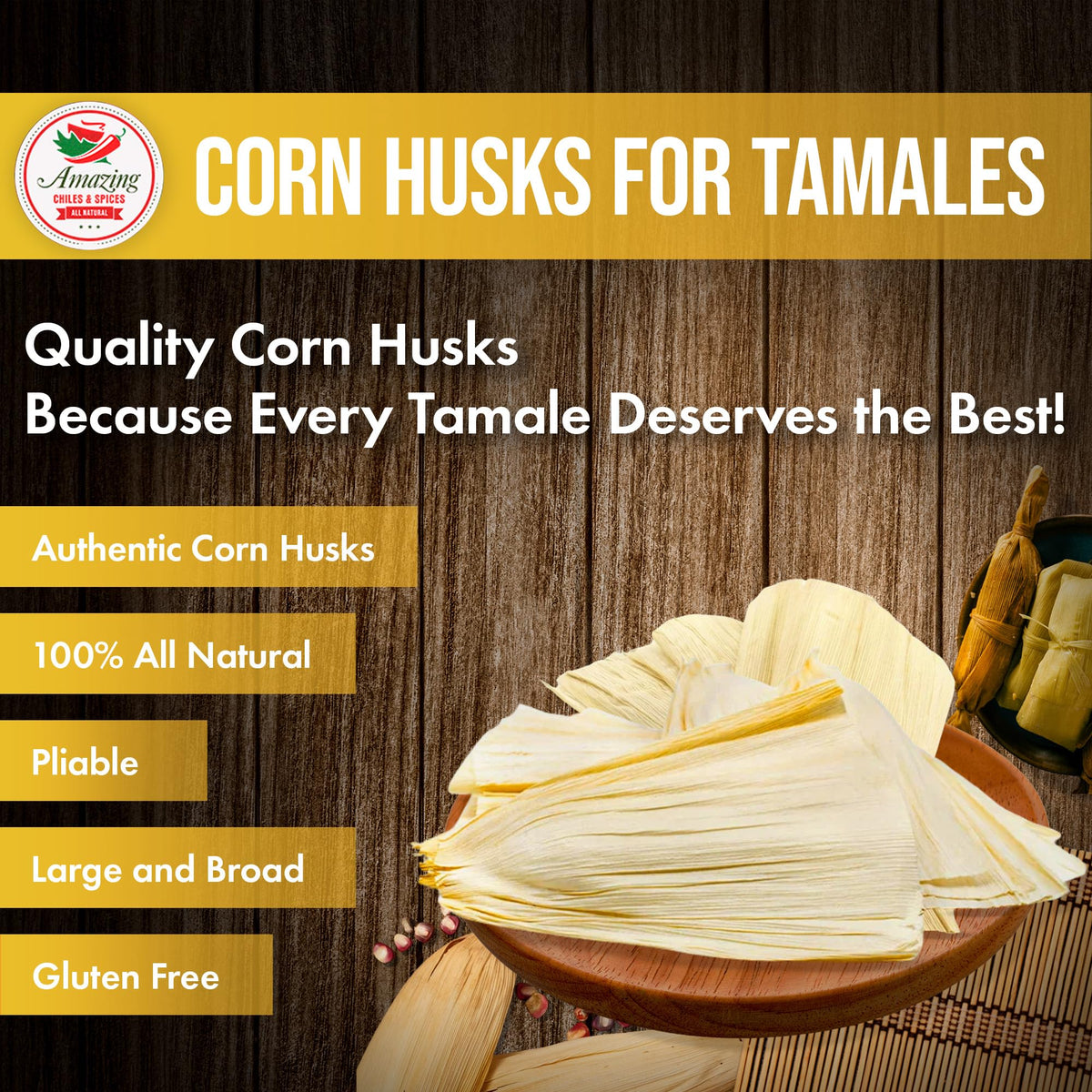 Amazing Chiles & Spices bulk tamale wrappers for traditional cooking at home.