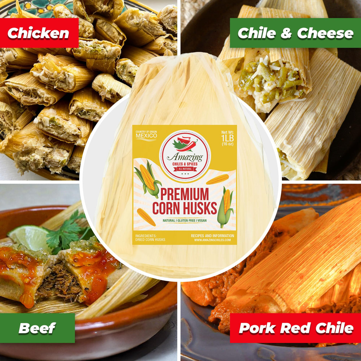 Amazing Chiles & Spices corn husks ready to use for quick tamales in your kitchen.