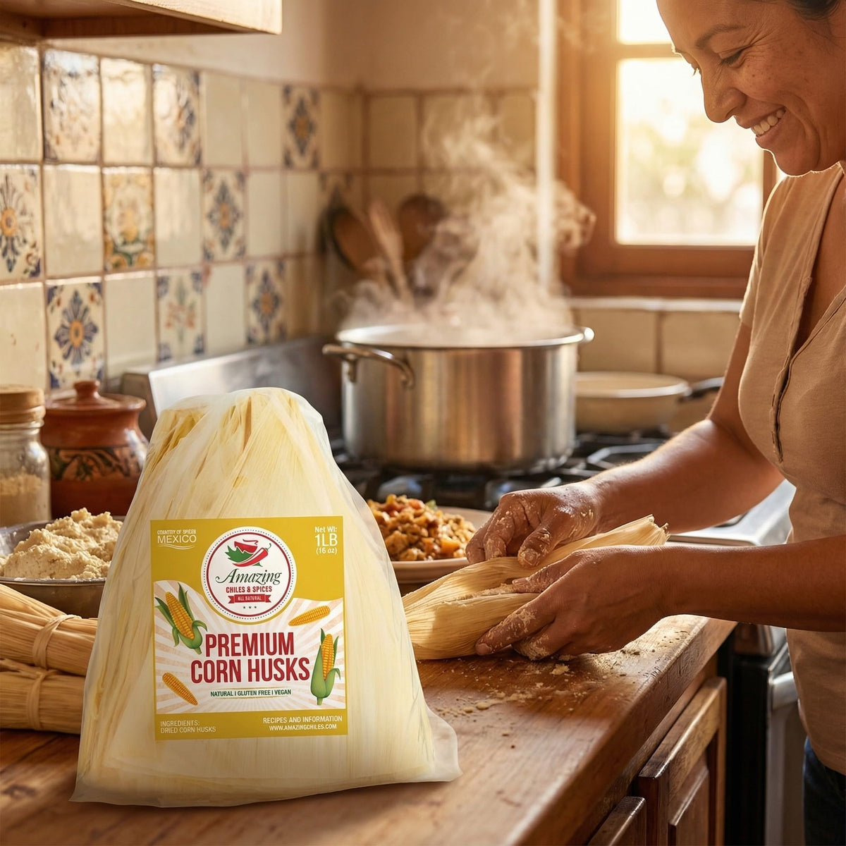 Amazing Chiles & Spices tamale assembly wrappers designed for sturdy tamales.