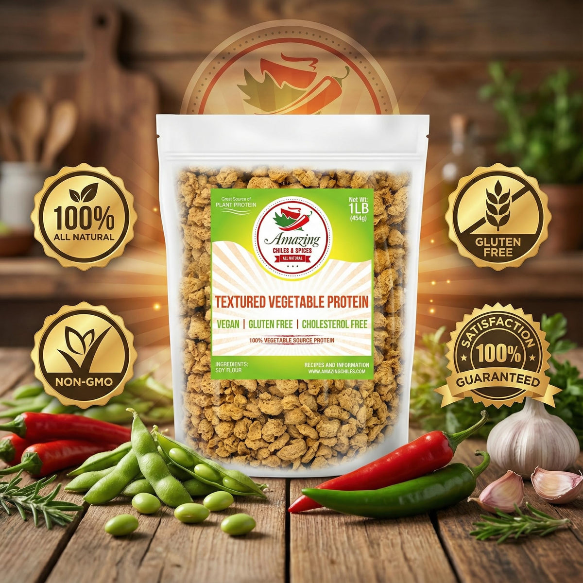 Amazing Chiles cholesterol-free protein for heart-conscious cooking.