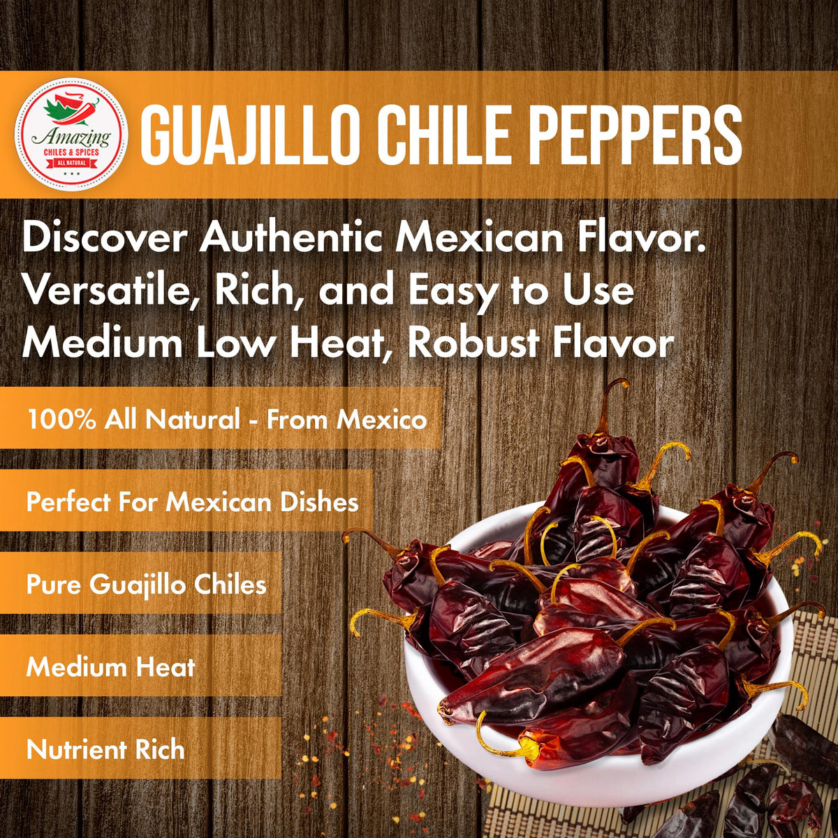 Amazing Chiles & Spices guajillo chiles in mason jar, ready to spice authentic Mexican dishes.