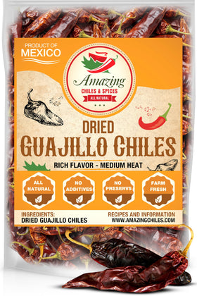 Amazing Chiles & Spices guajillo chiles whole 1lb bag ideal for authentic mole and salsas.