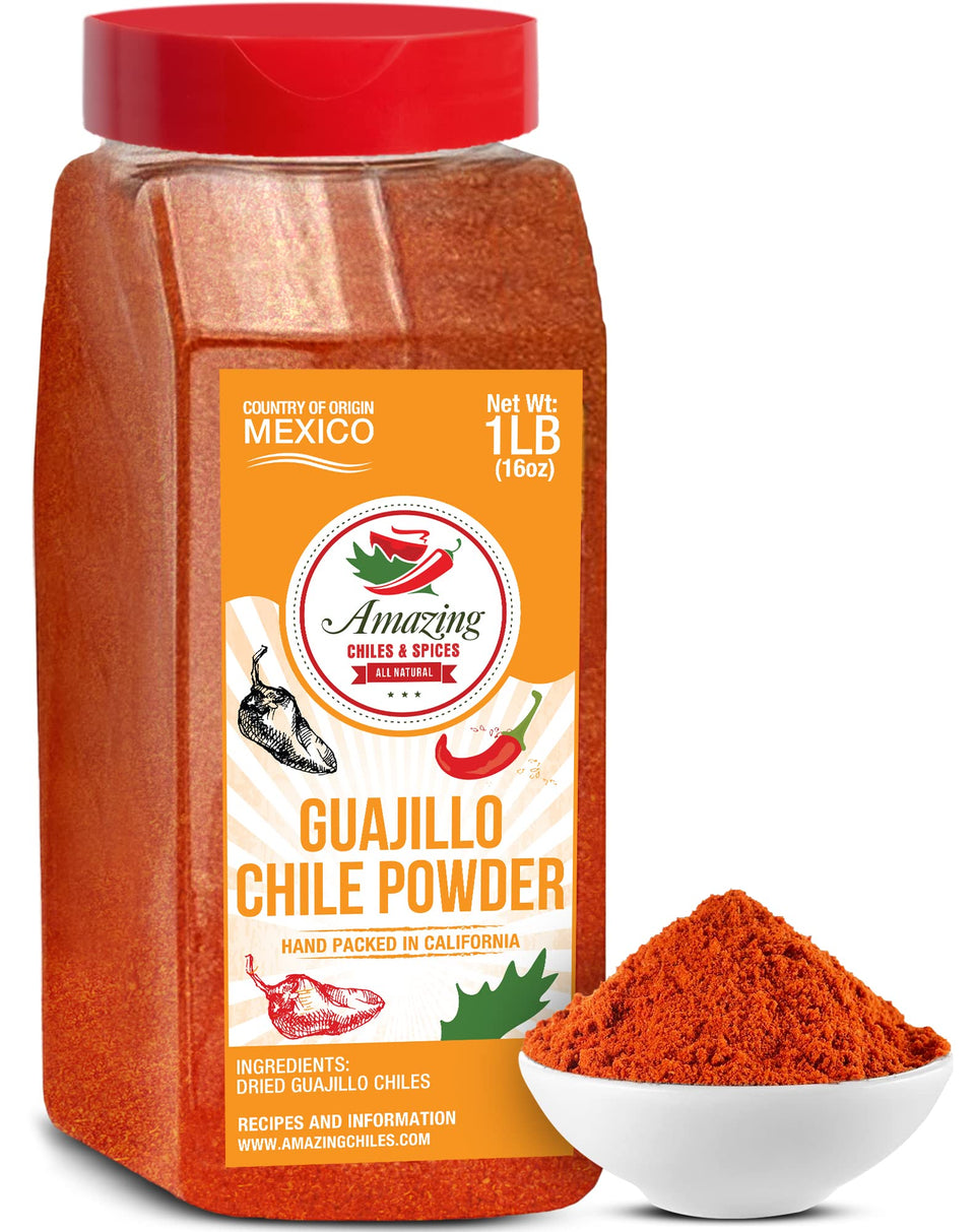 Amazing Chiles & Spices Guajillo powder bottle for chilis and enchiladas.