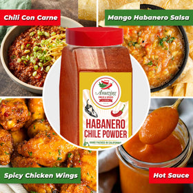 Amazing Chiles & Spices habanero powder front jar showcases pure, additive-free heat