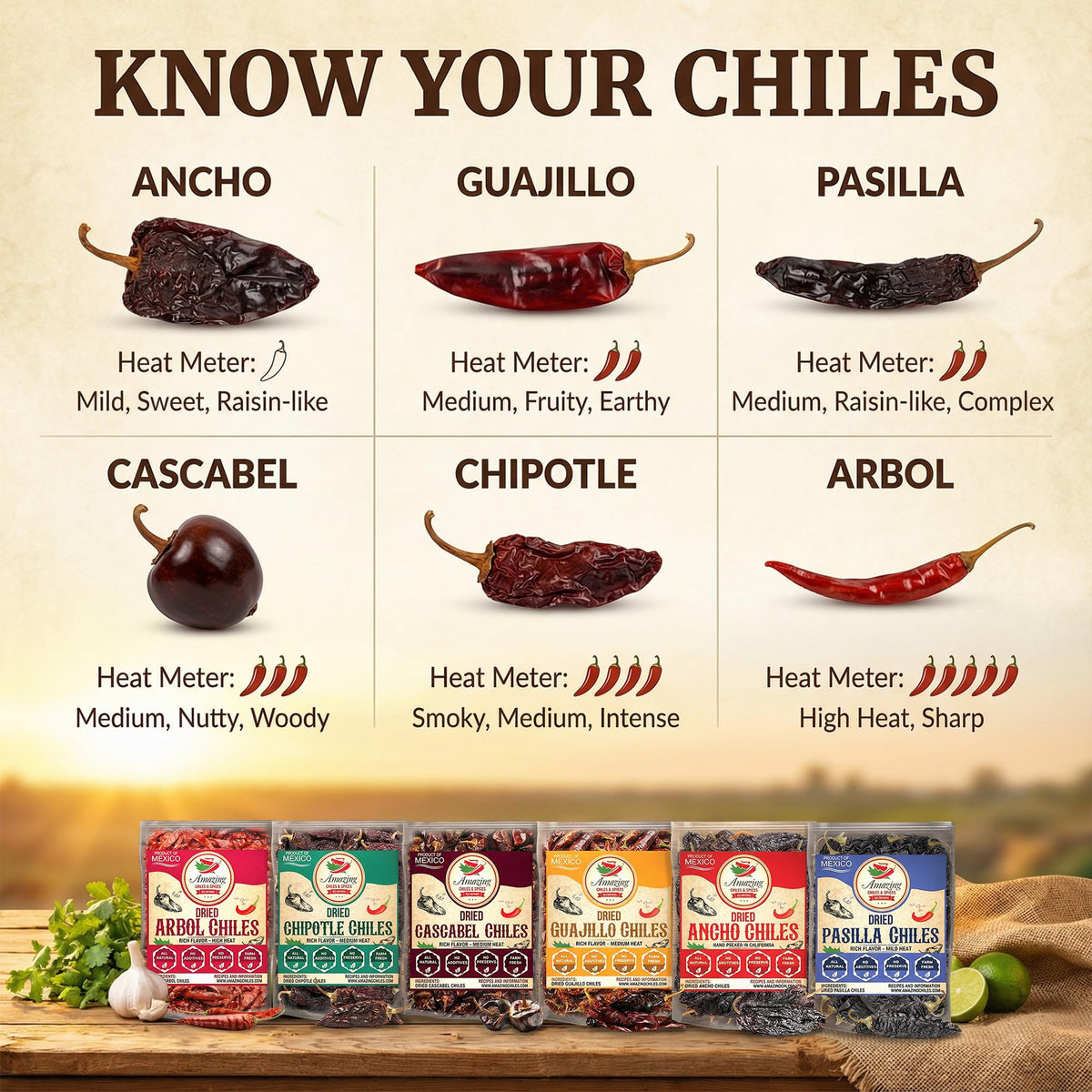 Amazing Chiles pasilla peppers provide rich depth for braises.