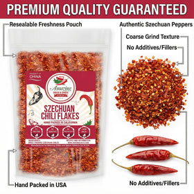 Amazing Chiles Sichuan chili flakes in kimchi for extra heat and depth.