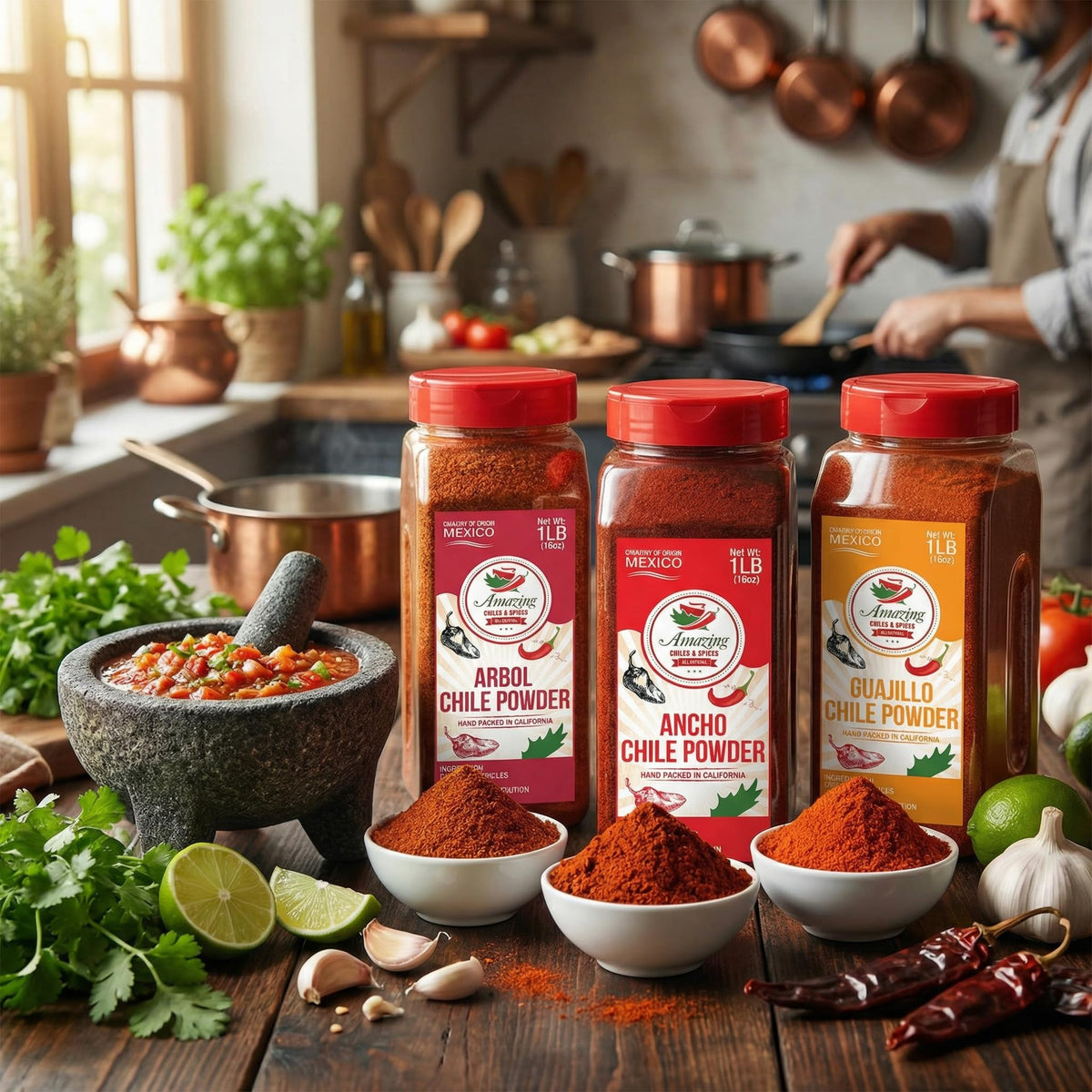 Amazing Chiles & Spices Árbol powder surface showing bold chili heat.