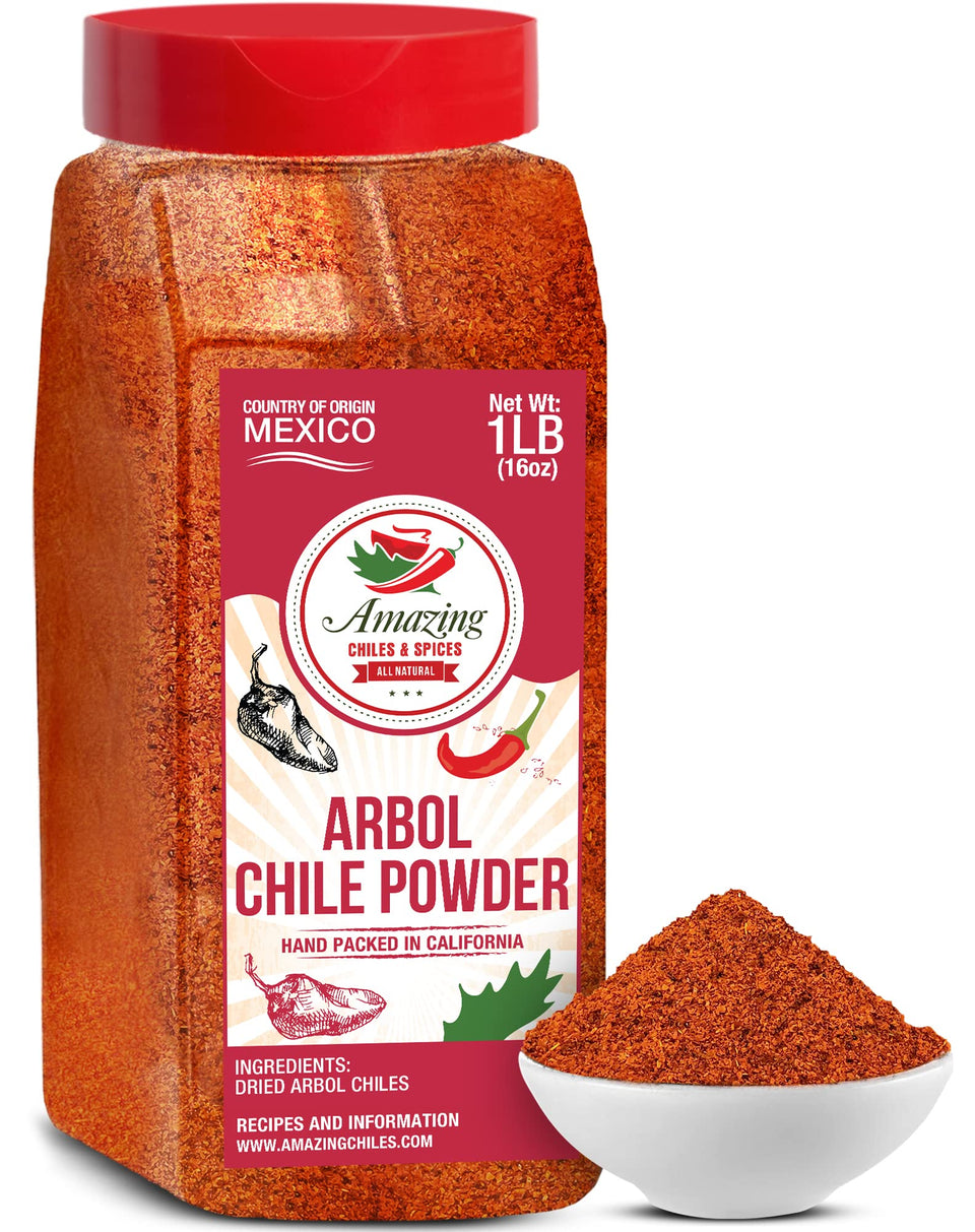 Amazing Chiles & Spices Chile de Arbol powder bottle adds authentic flavor to Mexican dishes