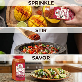 Spice rack featuring Amazing Chiles & Spices Chile de Arbol powder