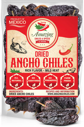 Amazing Chiles & Spices dried ancho chiles bag 1lb for authentic Mexican flavor