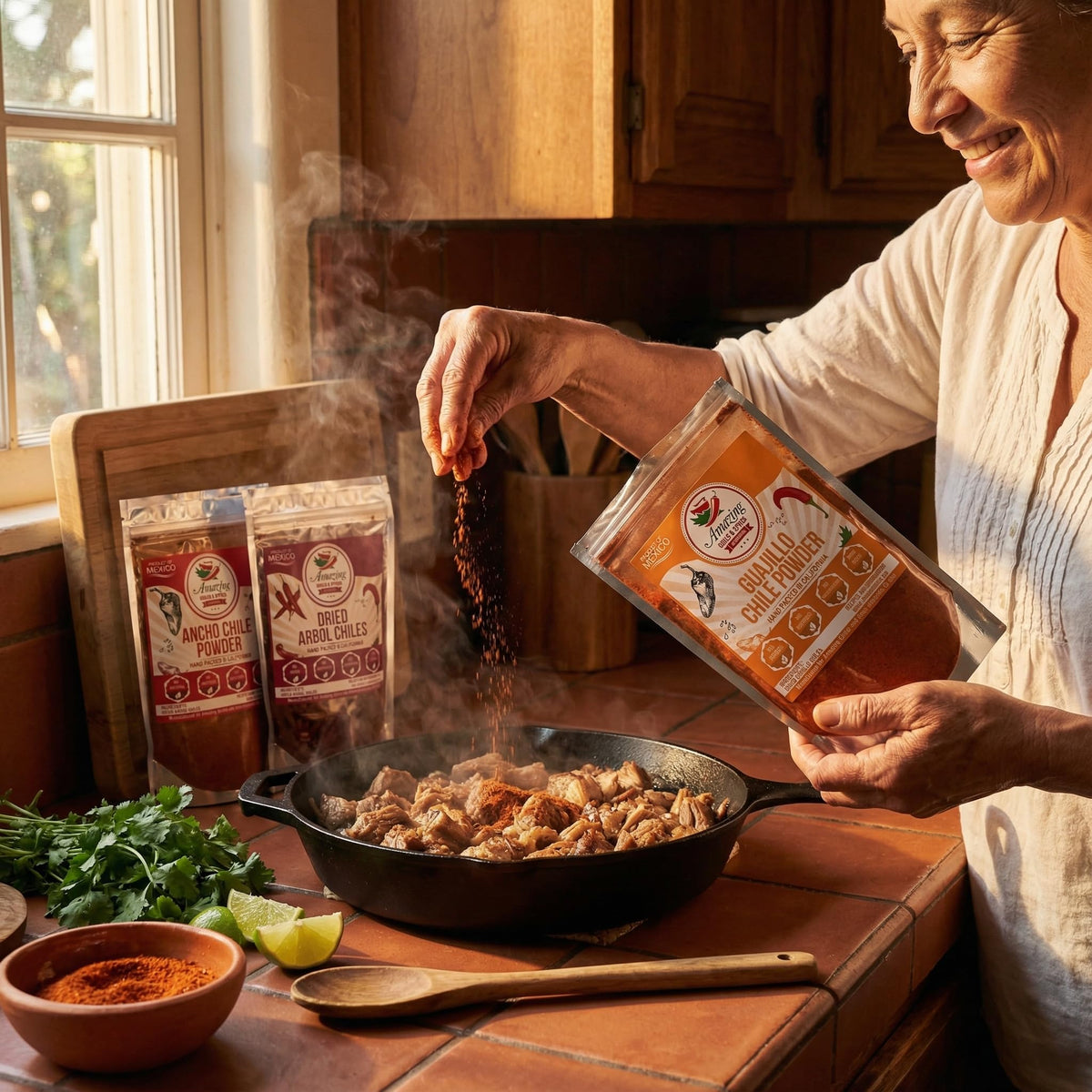 Amazing Chiles & Spices guajillo chile powder bag ready for vibrant salsas