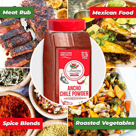 Amazing Chiles & Spices Guajillo powder bag close-up ideal for color and depth.