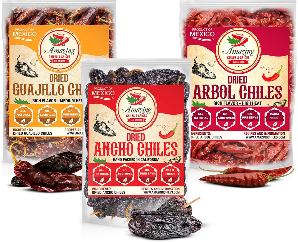 Amazing Chiles & Spices mixed dried chiles for authentic sauces.
