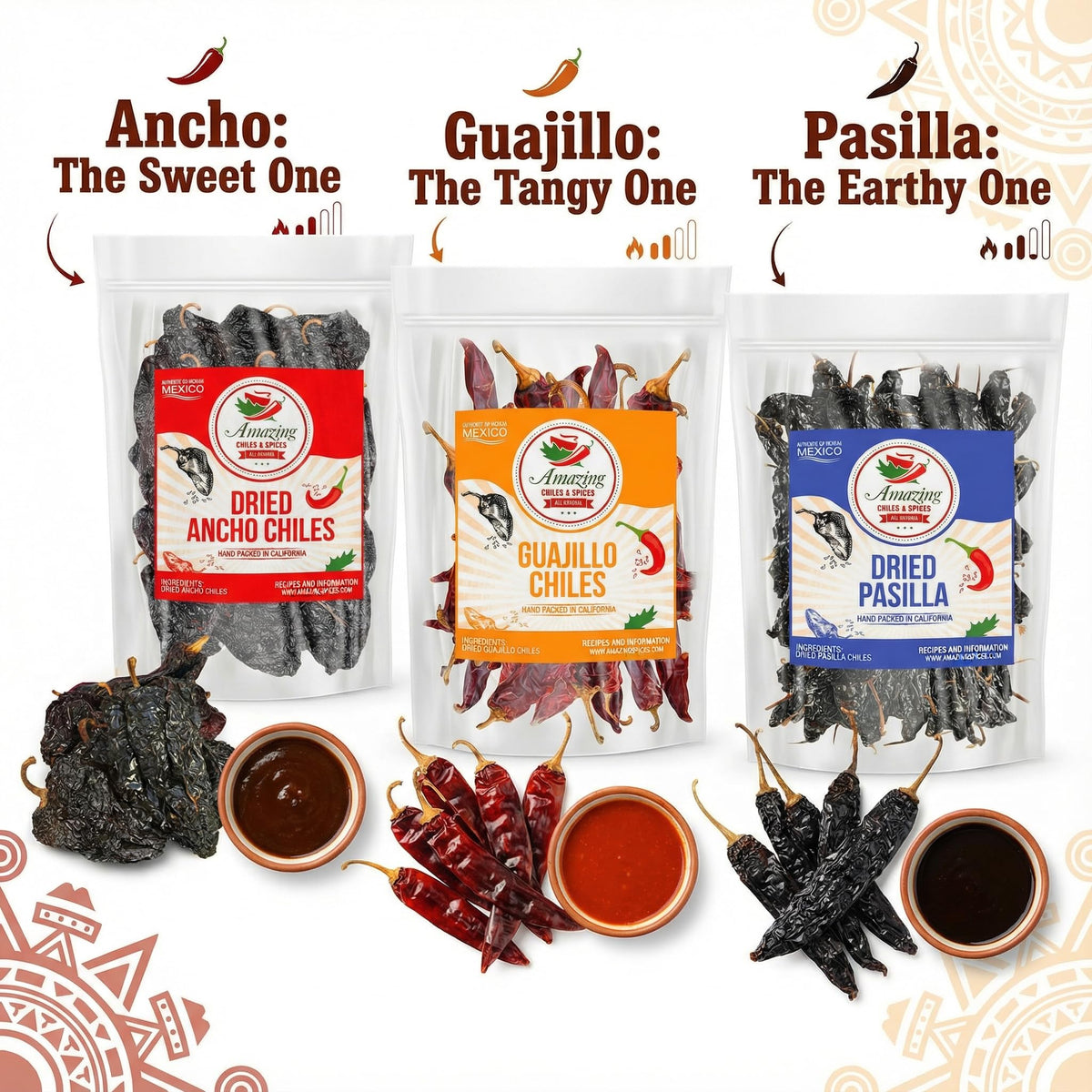 Amazing Chiles & Spices open-pack display of peppers ready for prep