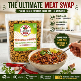 Amazing Chiles and Spices TVP burger alternative for skillet meals