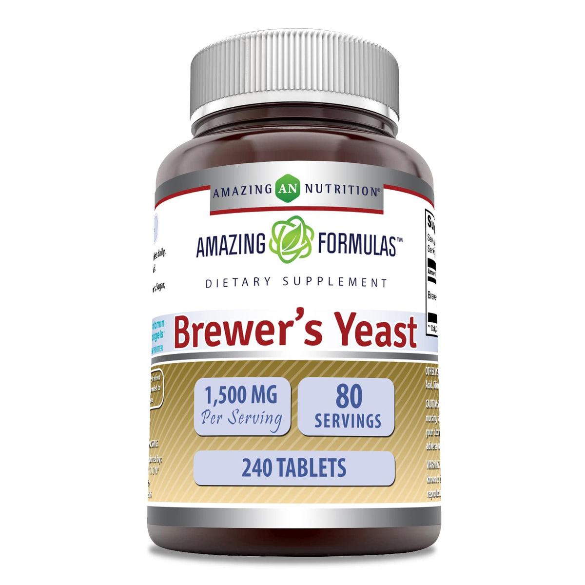 Amazing Nutrition Brewer's Yeast 1500mg bottle on kitchen counter for daily nutrition