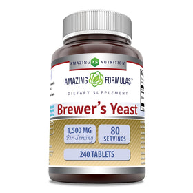 Amazing Nutrition Brewer's Yeast 1500mg bottle on kitchen counter for daily nutrition