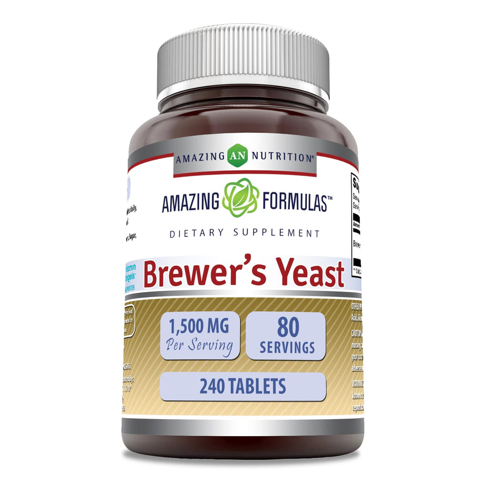 Amazing Nutrition Brewer's Yeast 1500mg bottle on kitchen counter for daily nutrition