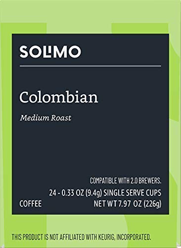Solimo Colombian harvest region yields a rich, mild flavor for balanced cups.