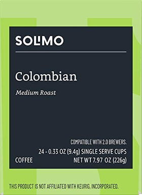 Solimo Colombian harvest region yields a rich, mild flavor for balanced cups.