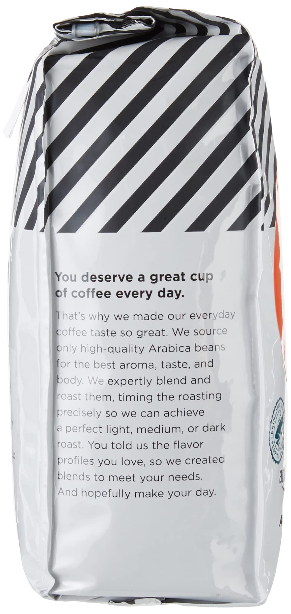 Amazon Fresh 100% Arabica Colombia coffee beans with vibrant aroma.