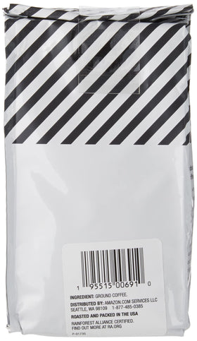 Amazon Fresh Colombia ground coffee roast closeup conveys warm, inviting notes.
