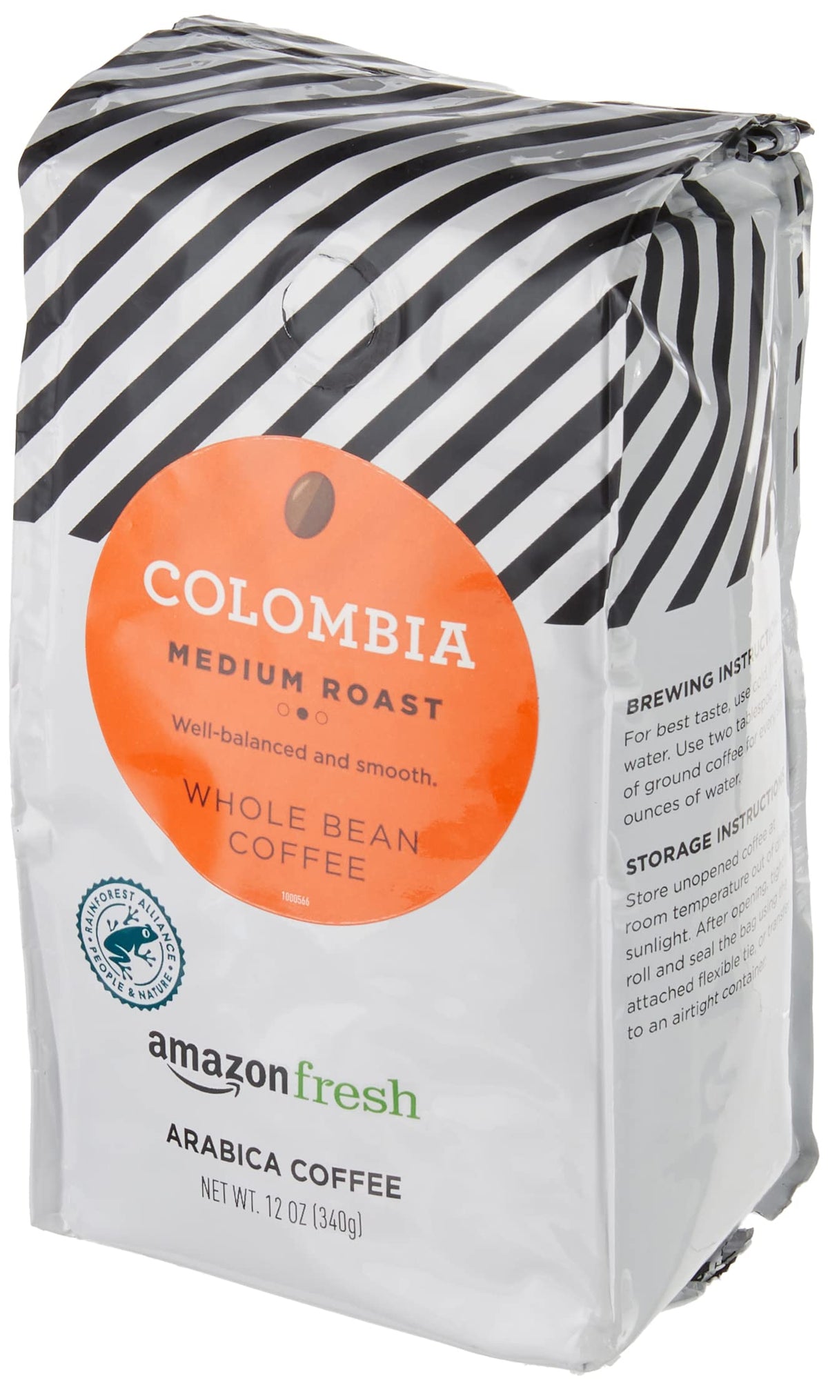 Amazon Fresh Colombia medium roast beans for balanced, smooth cup experience.