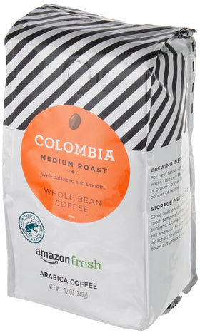 Amazon Fresh Colombia medium roast beans for balanced, smooth cup experience.