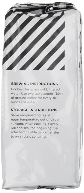 Brewing setup with Amazon Fresh decaf Colombia signals simple prep.