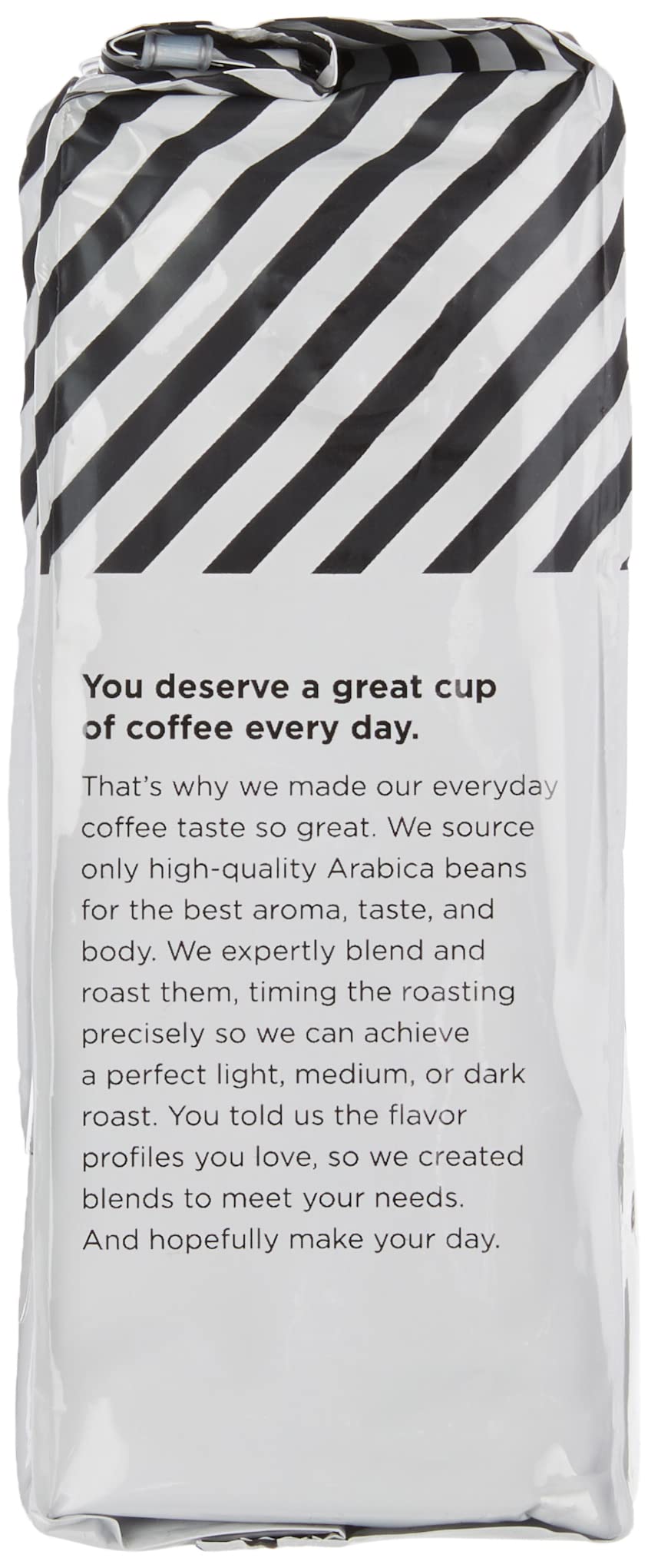 Three bags of Amazon Fresh coffee ready for quick morning brew.
