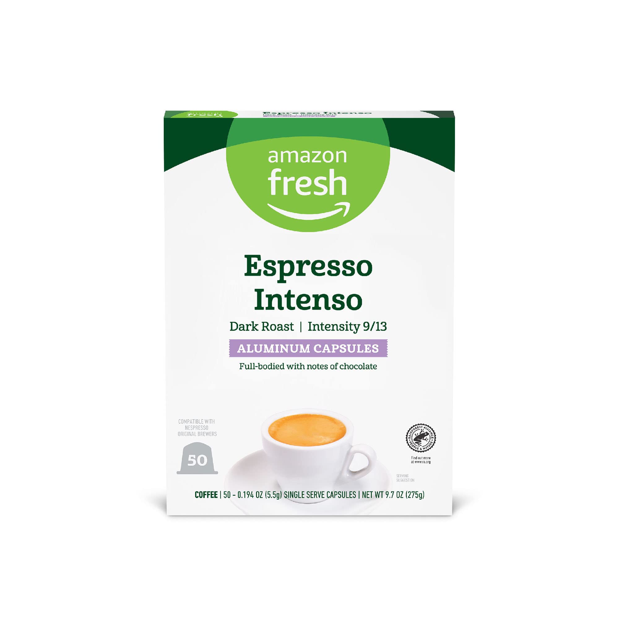 Amazon Fresh Espresso Intenso Dark Roast Aluminum Capsules – 50 Count ...