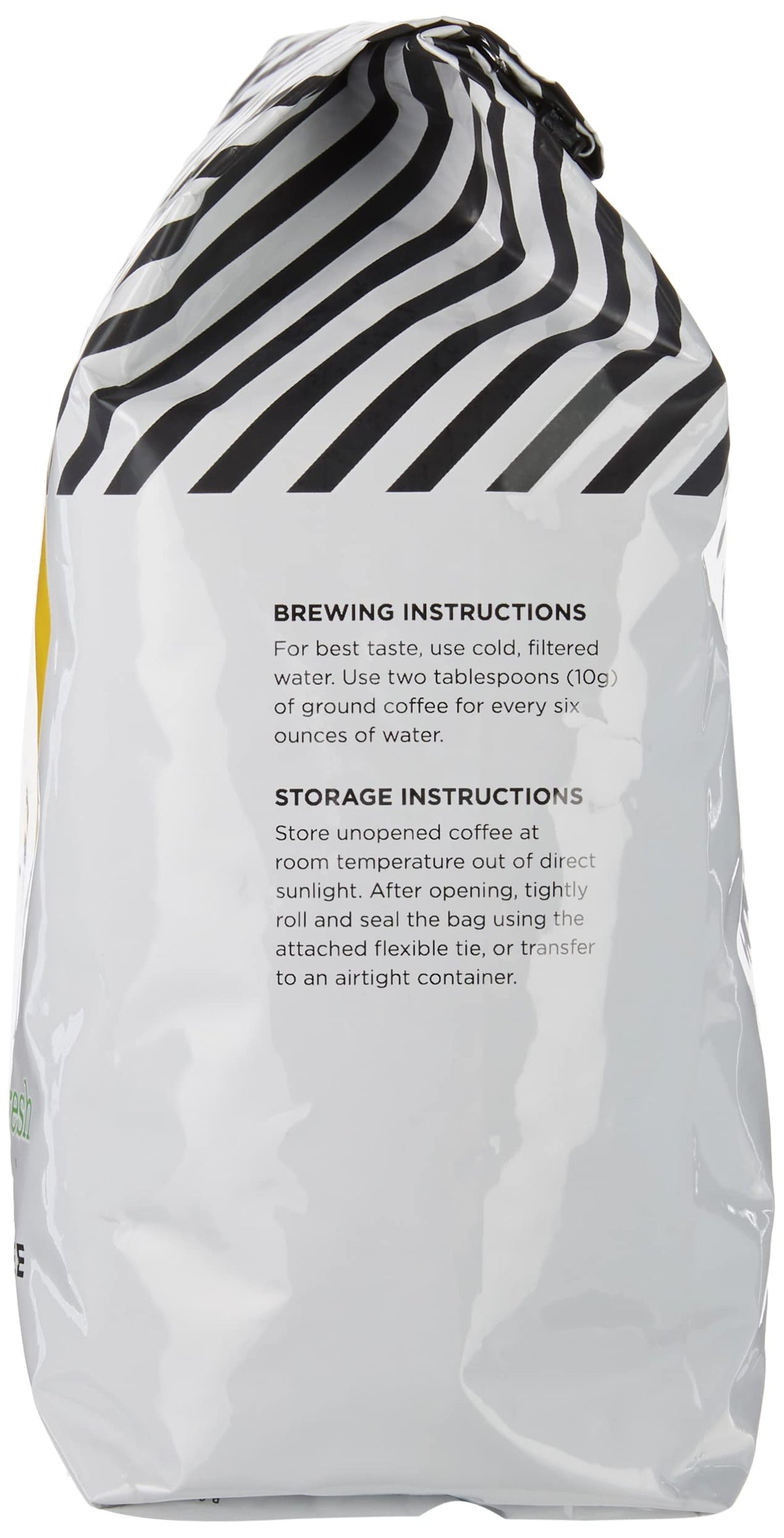Amazon Fresh Just Bright coffee beans in a bin ready to grind for a balanced cup