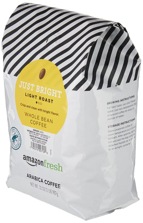 Amazon Fresh Just Bright whole bean coffee beans ready to grind for flavor