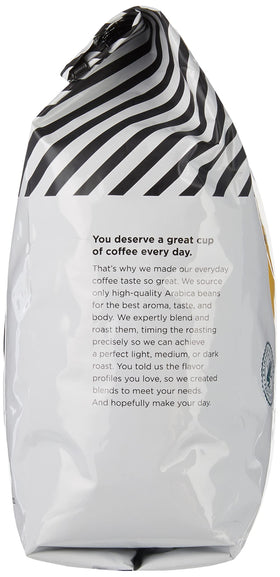 Amazon Fresh Just Bright bag with scoop enables precise dosing for consistent strength