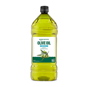 Amazon Grocery olive oil bottle with light flavor, ideal for baking and sautéing