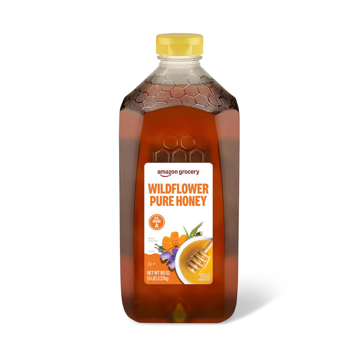 Amazon Grocery Wildflower Honey bottle front view for everyday sweetening and baking