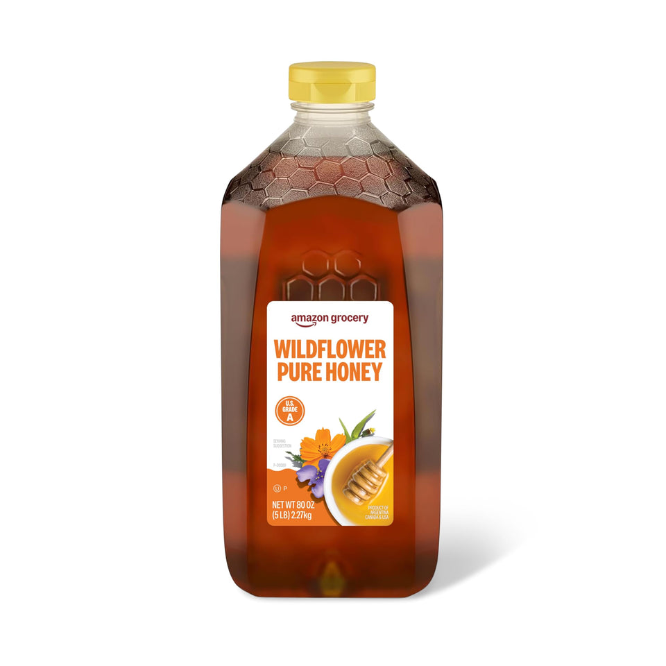 Amazon Grocery Wildflower Honey bottle front view for everyday sweetening and baking