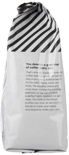 Brewed cup of Amazon Fresh Just Bright reveals crisp, nutty caramel flavor