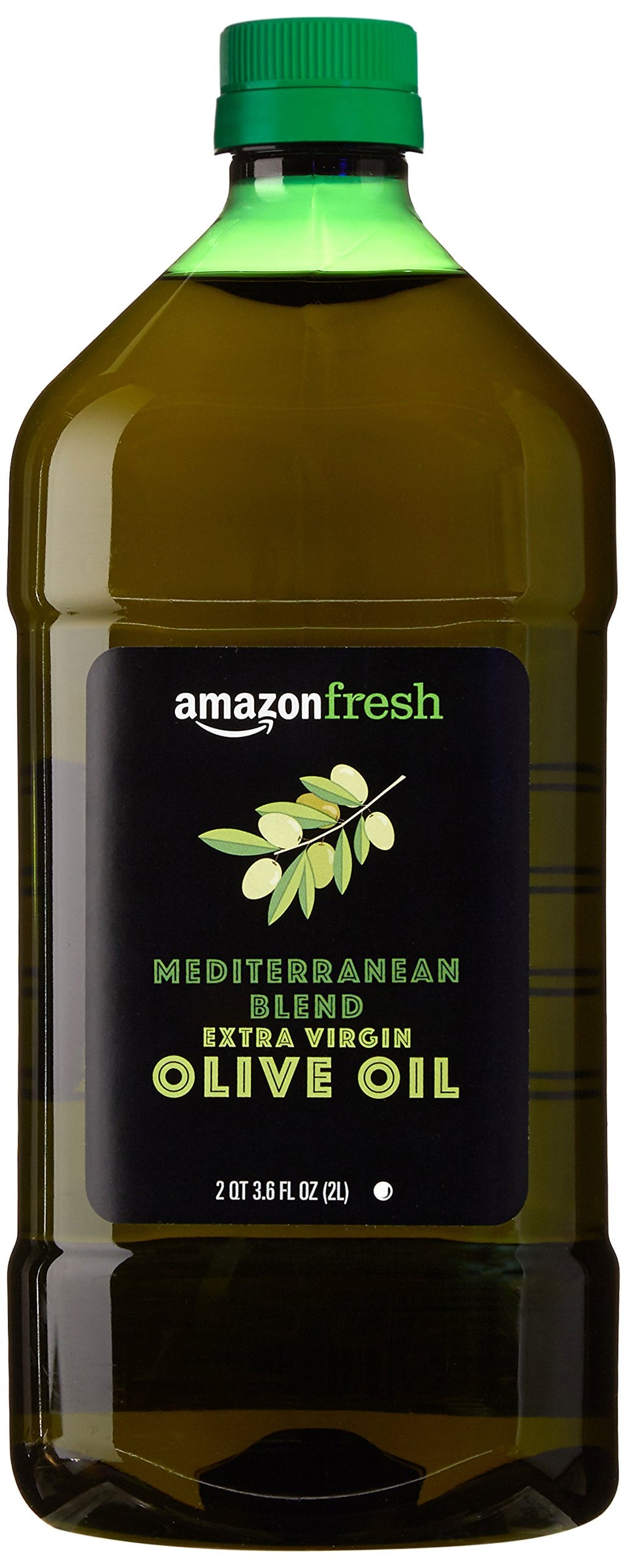 AmazonFresh Mediterranean olive oil bottle on the kitchen counter for everyday cooking.