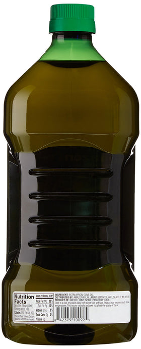 AmazonFresh Mediterranean olive oil label close-up highlighting quality.