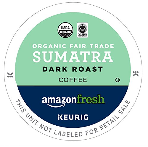 AmazonFresh Sumatra dark roast K-Cups box for convenient single-serve brewing