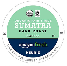 AmazonFresh Sumatra dark roast K-Cups box for convenient single-serve brewing